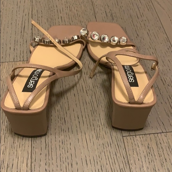 Authentic Sergio Rossi Leather Crystal Sandals - Picture 4 of 7